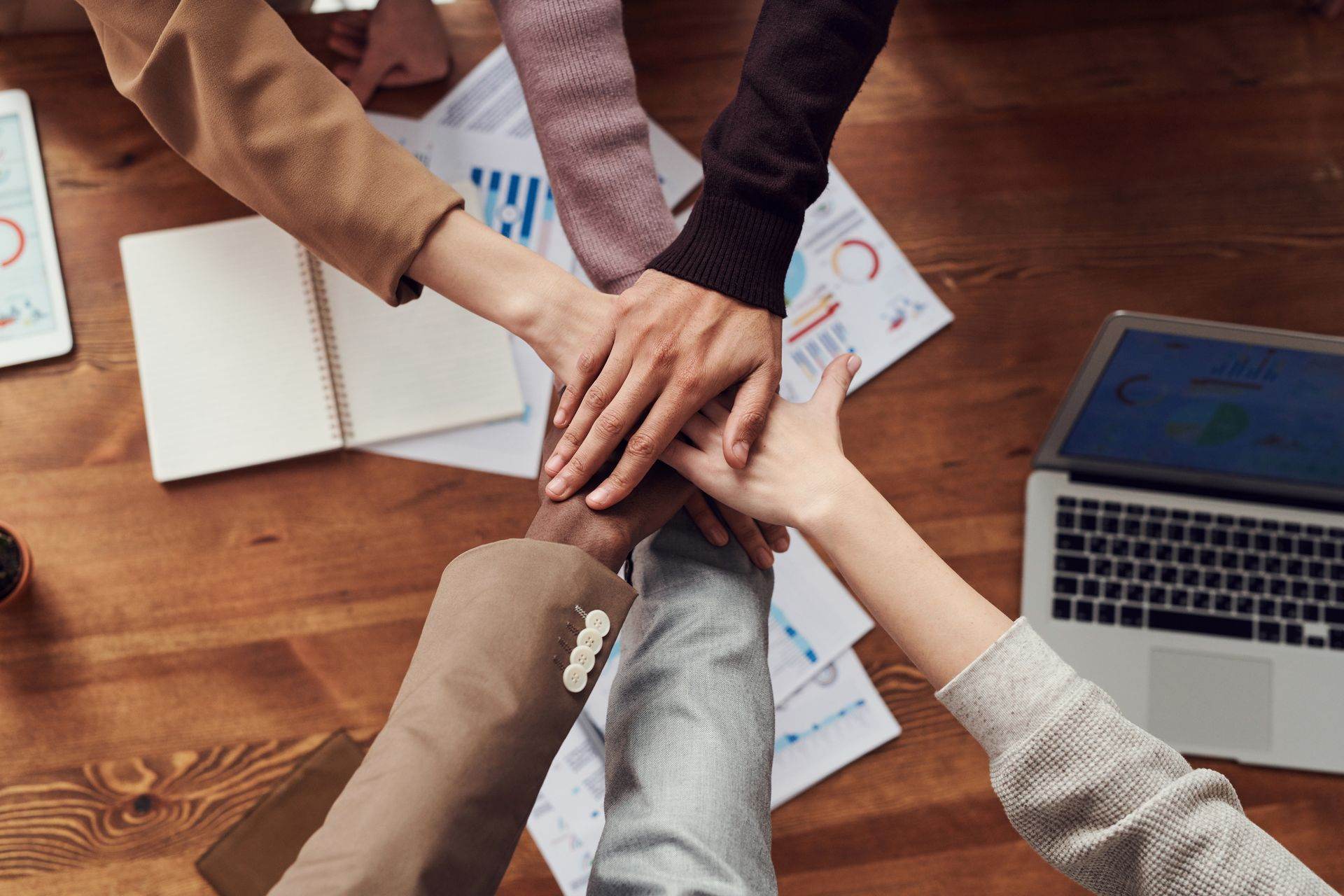 Professional team working together in a modern corporate office